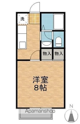 サンガーデン上松Ａ棟[1K/27.08m2]の間取図