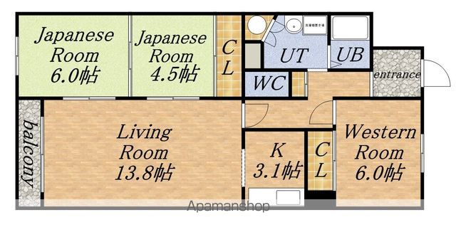 北苑マンションの間取り写真