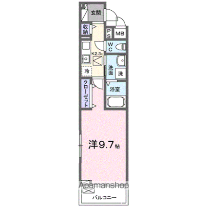 ヒカルサ甲府国母　ウエスト[1K/31.21m2]の間取図