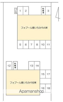 フォブール愛いちみや　Ｂ棟[2LDK/55.89m2]の配置図