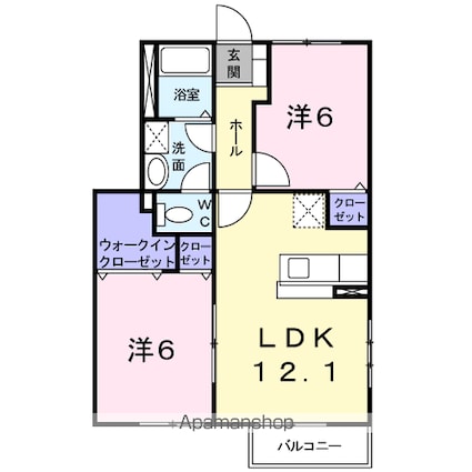 コンフォルターブルＣ[2LDK/56.8m2]の間取図