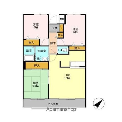 エコガーデン　Ｂ棟[3LDK/74.52m2]の間取図