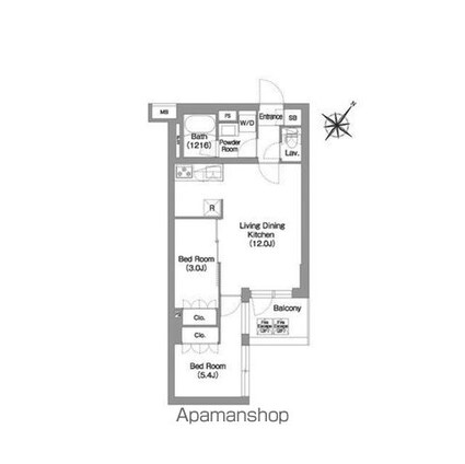 コンフォリア・リヴ渋谷本町[2LDK/46.74m2]の間取図
