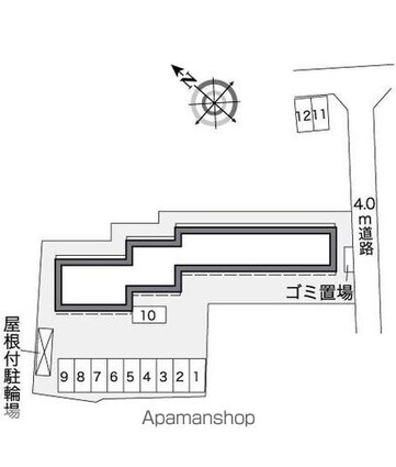 レオパレスフォーチュン２１[1K/26.08m2]の配置図