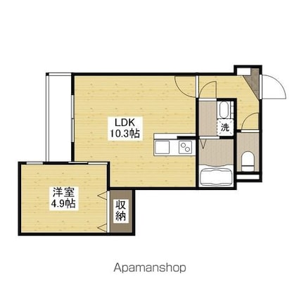 アドバンス隅の浜[1LDK/36.99m2]の間取図