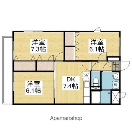 マリベール南梅本　Ａ棟[3DK/60.62m2]の間取図