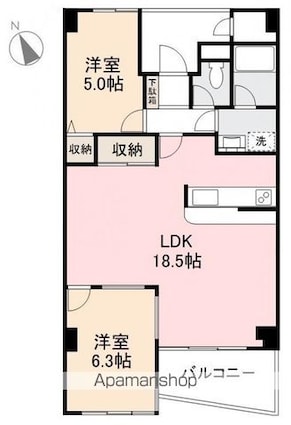 ユートピアヒルズ[2LDK/64.4m2]の間取図