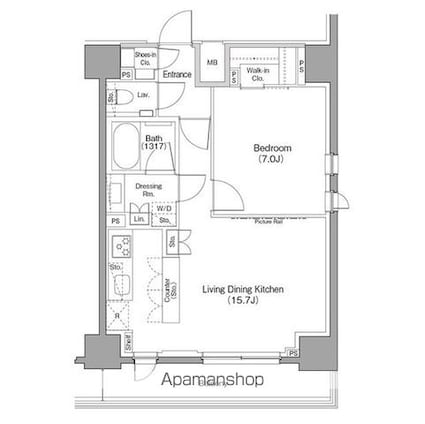 ザ・パークハビオ巣鴨[1LDK/51.82m2]の間取図