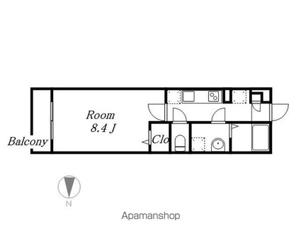 グラディオ岩塚[1K/26.08m2]の間取図
