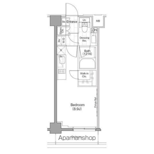 ザ・パークハビオ新宿[1R/25.12m2]の間取図