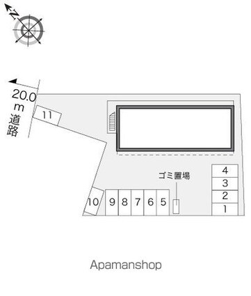 レオパレス富田[1K/22.35m2]の配置図