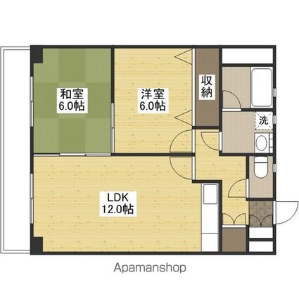 第３川崎ビル[2LDK/51.88m2]の間取図