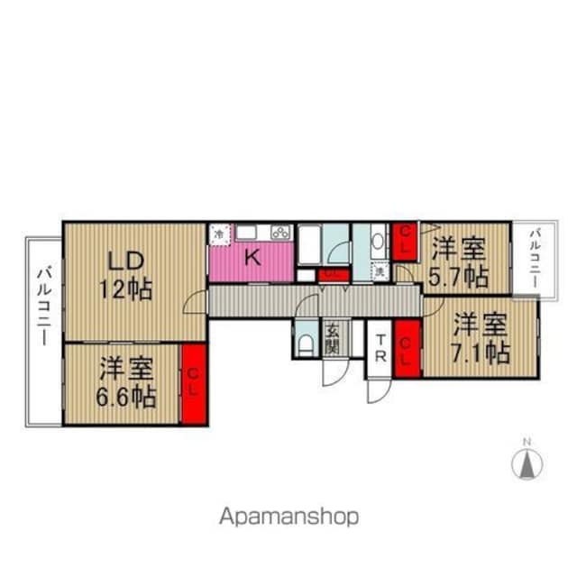 リュゼ経堂[3LDK/86.48m2]の間取図