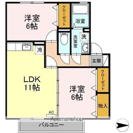 プランドール　Ｙ[2LDK/56.38m2]の間取図
