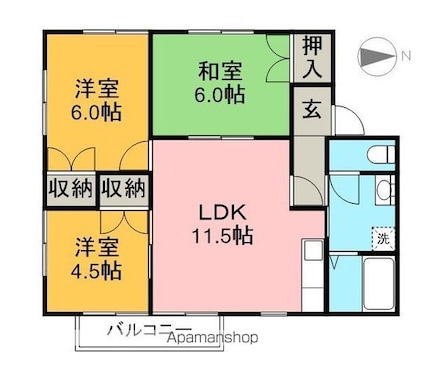 ハイツヒサ[3LDK/63m2]の間取図