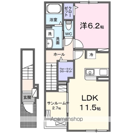 アイランドヒルズ右籾　Ⅲ[1LDK/50.96m2]の間取図
