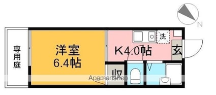 アメニティ土居　Ａ棟[1K/22.79m2]の間取図