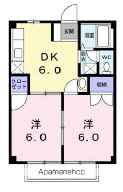 レグルスＢ[2DK/40.04m2]の間取図