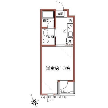 プリムヴェール[1K/28.57m2]の間取図