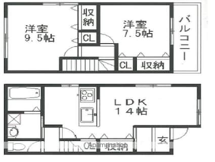 アリストスカイ[2LDK/72.56m2]の間取図