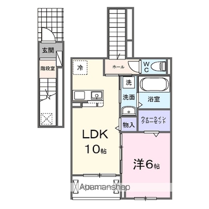 シエルクラスかわせみ[1LDK/44.23m2]の間取図