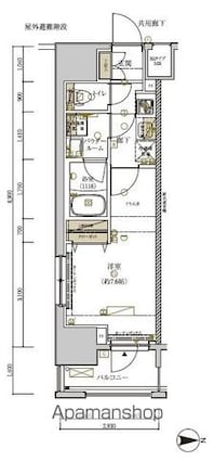 ＭＡＩＮＧＲＡＮＤＩＡ　ＡＳＡＫＵＳＡ[1K/25.73m2]の間取図