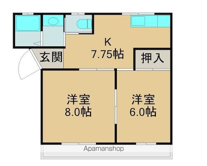 メゾンノーブルⅠ[2DK/40.06m2]の間取図