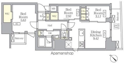 ＳーＲＥＳＩＤＥＮＣＥ日本橋馬喰町Ａｅｒｅ[3DK/52.73m2]の間取図