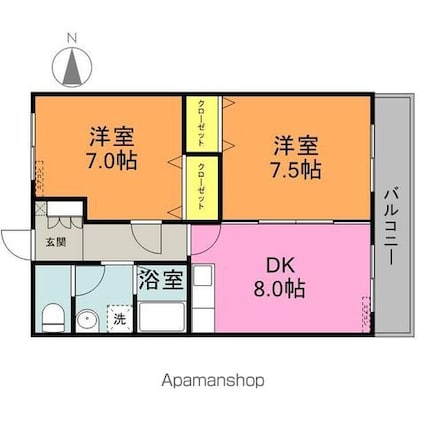 ウィズ・エスペア[2DK/55m2]の間取図
