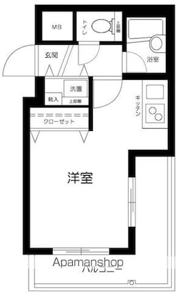 プラネット市ヶ谷[1K/22.16m2]の間取図