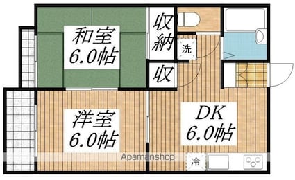 サンハイツ[2DK/39.6m2]の間取図
