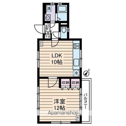 東京都港区元麻布３丁目[1LDK/47.2m2]の間取図
