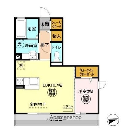 茨城県水戸市平須町[1LDK/36.92m2]の間取図
