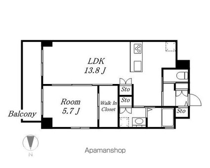 愛知県名古屋市西区天神山町[1SLDK/52.17m2]の間取図