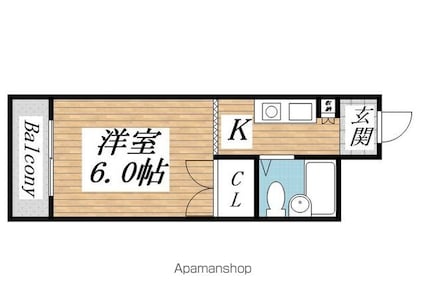 ロイヤルステイ[1R/22.06m2]の間取図