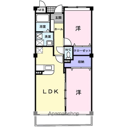 クレアトールつくば[2LDK/52.49m2]の間取図