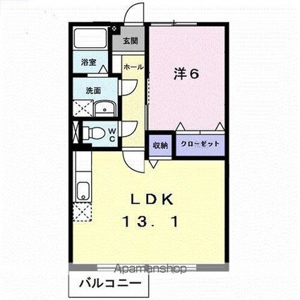 ニューエルディム伏石[1LDK/46.13m2]の間取図