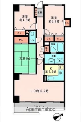 プライムシティ松戸[3LDK/71.36m2]の間取図