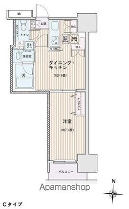 エスティメゾン錦糸町Ⅱ[1DK/40m2]の間取図