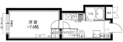 東京都中野区中野３丁目[1K/25.26m2]の間取図