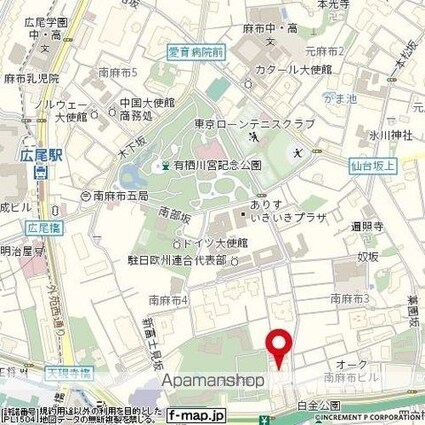 インペリアル南麻布コートアンドサテライト[1R/18.13m2]の配置図