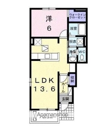 ルーベル春日Ａ[1LDK/46.06m2]の間取図