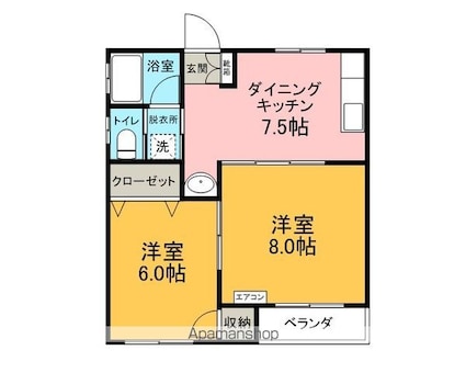グリーンフィールド[2DK/43.81m2]の間取図