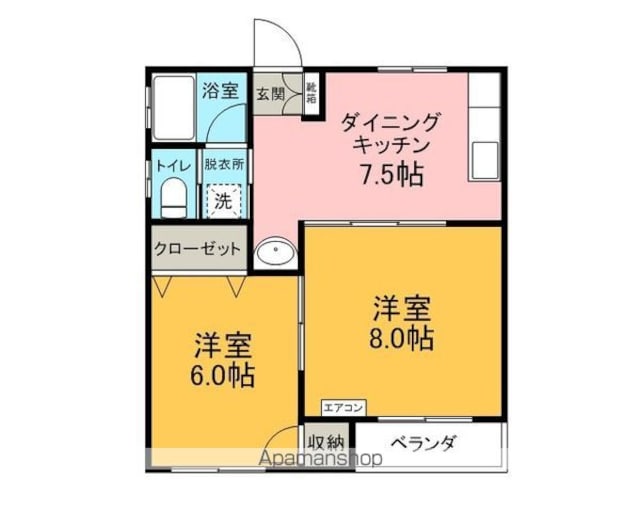 グリーンフィールド[2DK/43.81m2]の間取図