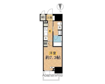 ステージグランデ八王子Ⅲ[1K/25.66m2]の間取図