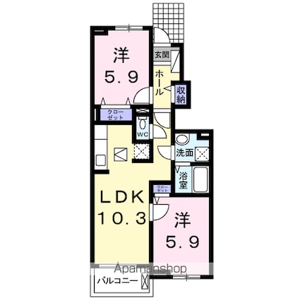 レークサイドナカノⅡ[2LDK/53.2m2]の間取図