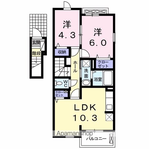 【武蔵村山市三ツ木のアパートの間取り】