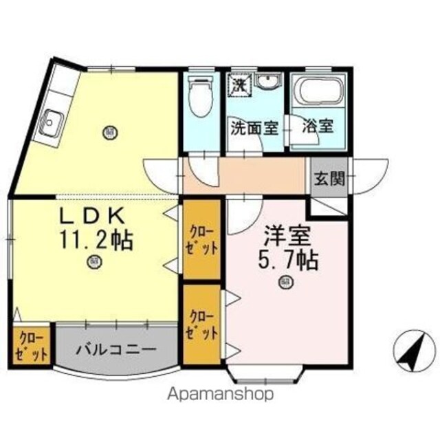 ツインハウス木村　Ｂ[1LDK/42.22m2]の間取図