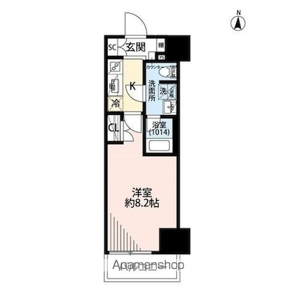 プレール・ドゥーク両国Ⅳ[1K/25.35m2]の間取図