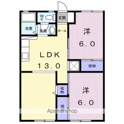 ホワイトメゾン東新町[2LDK/52.8m2]の間取図